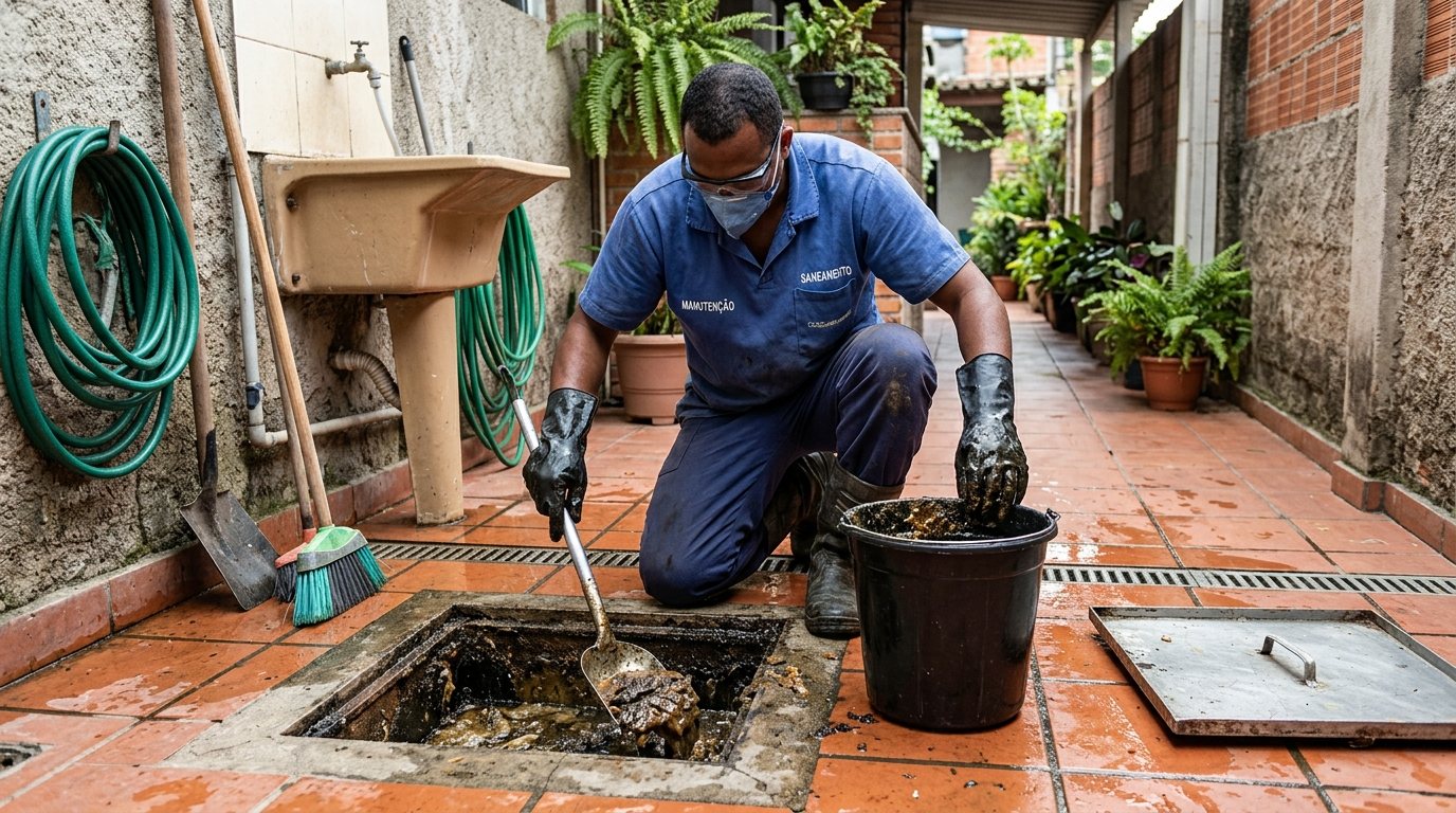 Limpeza de Caixa de Gordura Comercial em Praia Grande‑SP